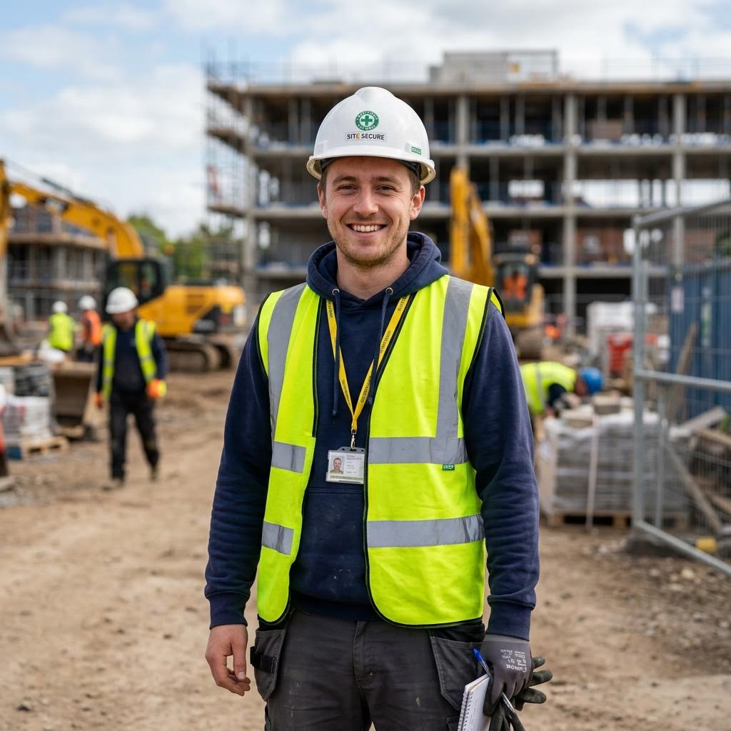 Worker wearing a hard hat and safety vest